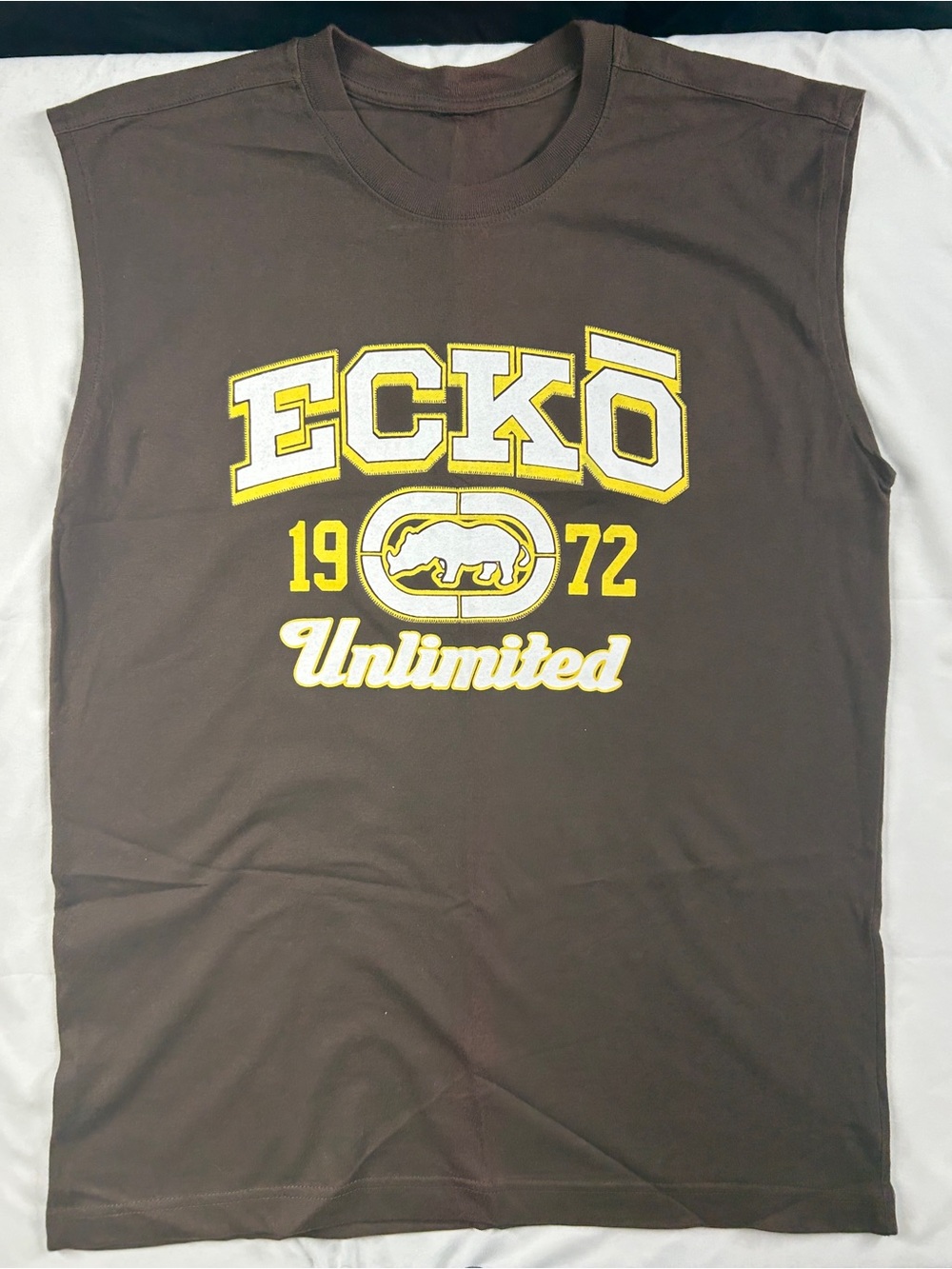 Ecko Unltd 1972 Rhino Sleeveless Muscle Tee Brown Y2K Men's L